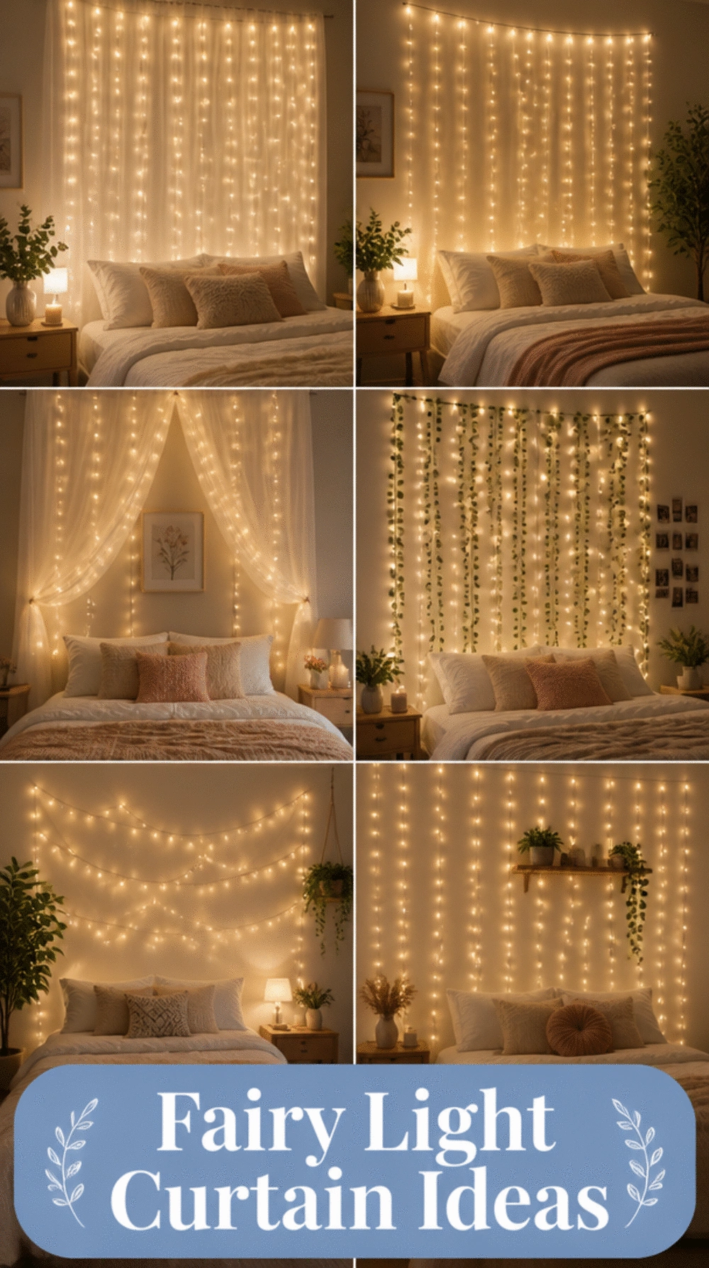 Bedroom Fairy Light Curtain That Turns a Plain Wall into a Feature