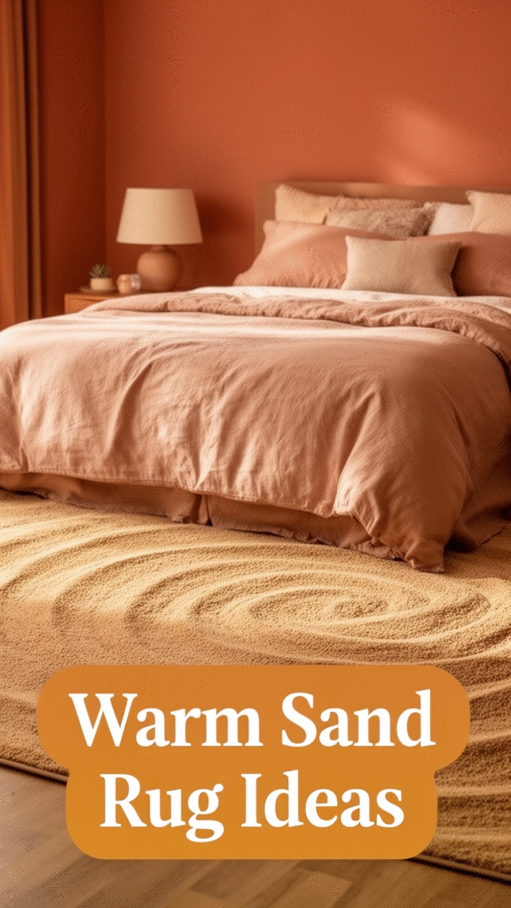 Terracotta Bedroom Warm Sand Rug That Grounds an Earthy Color Scheme