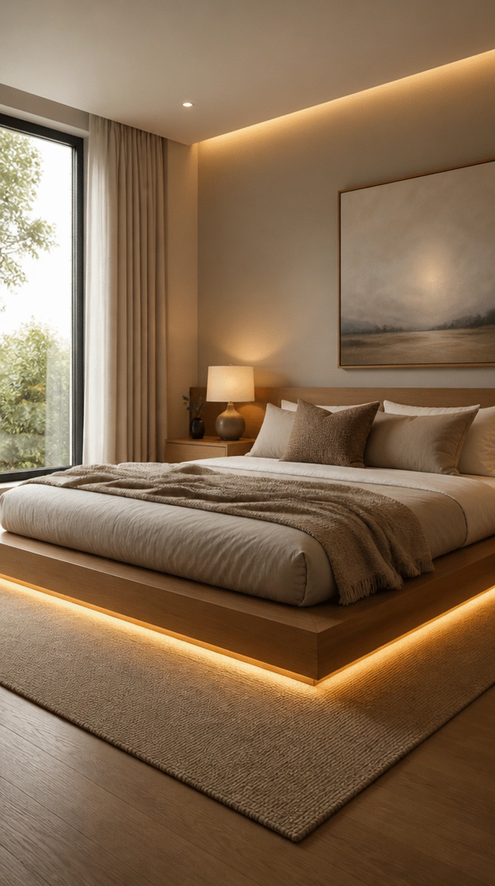 Small Bedroom Low Platform Bed That Makes the Ceiling Feel Higher